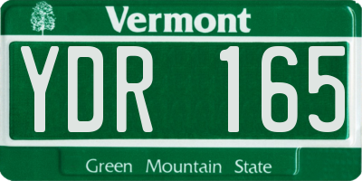 VT license plate YDR165