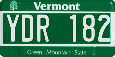 VT license plate YDR182