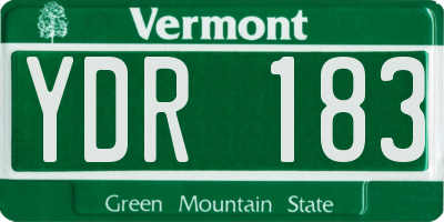 VT license plate YDR183