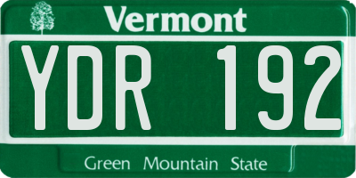 VT license plate YDR192