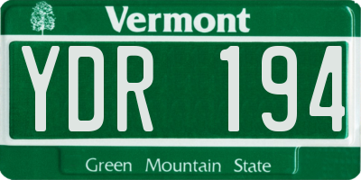 VT license plate YDR194