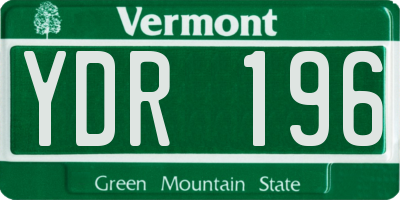 VT license plate YDR196
