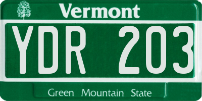 VT license plate YDR203