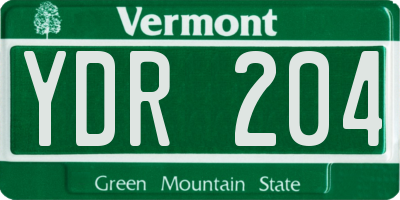 VT license plate YDR204