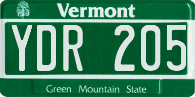 VT license plate YDR205