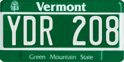 VT license plate YDR208