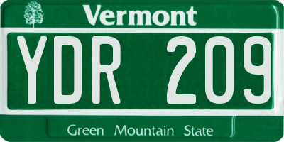 VT license plate YDR209