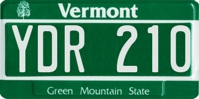 VT license plate YDR210