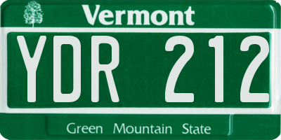 VT license plate YDR212