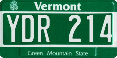 VT license plate YDR214