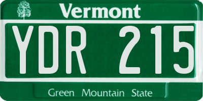 VT license plate YDR215