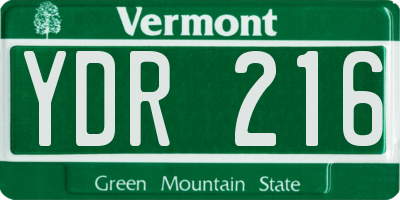 VT license plate YDR216