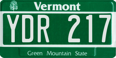 VT license plate YDR217