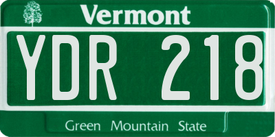VT license plate YDR218