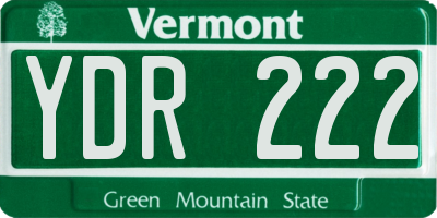 VT license plate YDR222