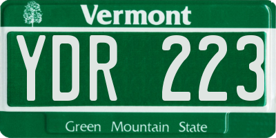 VT license plate YDR223