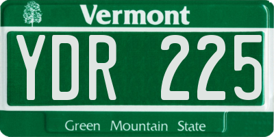 VT license plate YDR225