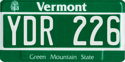 VT license plate YDR226