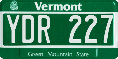 VT license plate YDR227
