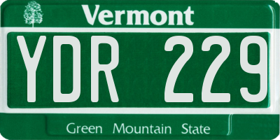 VT license plate YDR229