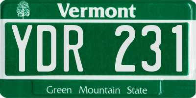 VT license plate YDR231