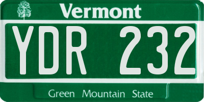 VT license plate YDR232