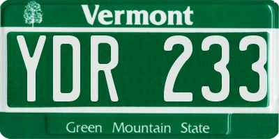 VT license plate YDR233