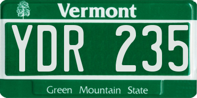 VT license plate YDR235