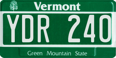 VT license plate YDR240