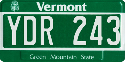 VT license plate YDR243