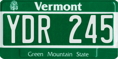 VT license plate YDR245