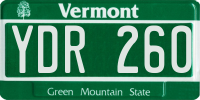 VT license plate YDR260