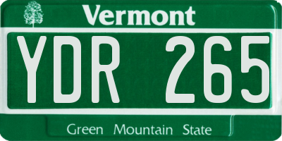 VT license plate YDR265