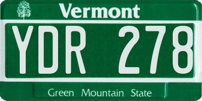 VT license plate YDR278