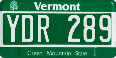VT license plate YDR289