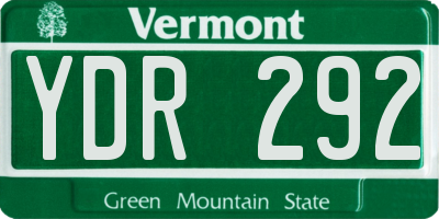 VT license plate YDR292