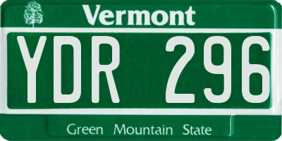 VT license plate YDR296