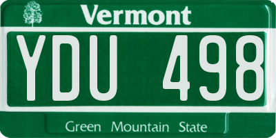 VT license plate YDU498