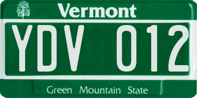 VT license plate YDV012