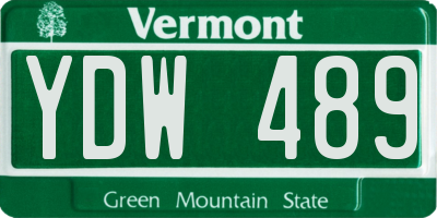 VT license plate YDW489