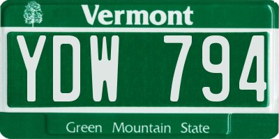 VT license plate YDW794