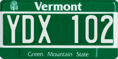 VT license plate YDX102