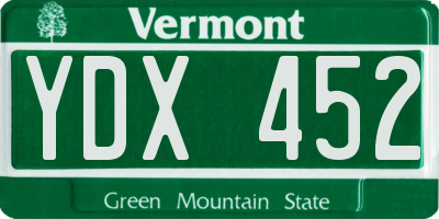 VT license plate YDX452