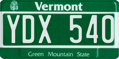 VT license plate YDX540