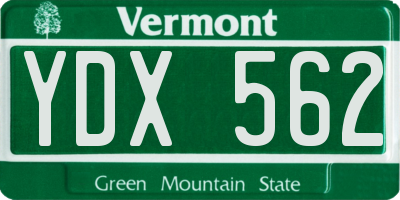 VT license plate YDX562