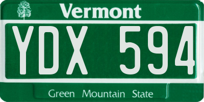VT license plate YDX594