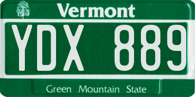 VT license plate YDX889