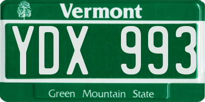 VT license plate YDX993