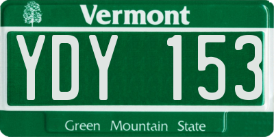 VT license plate YDY153