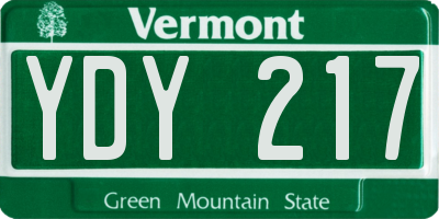 VT license plate YDY217